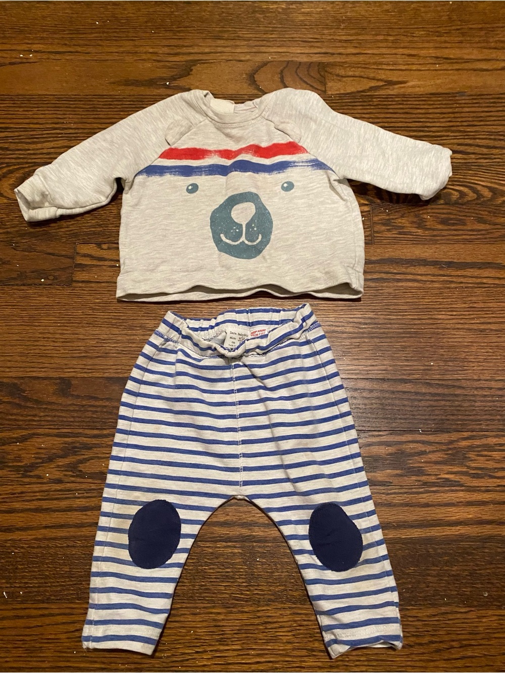 Zara Baby Bear Striped Top & Pants Play Sweatshirt Set 9-12 mths 9 12 mths